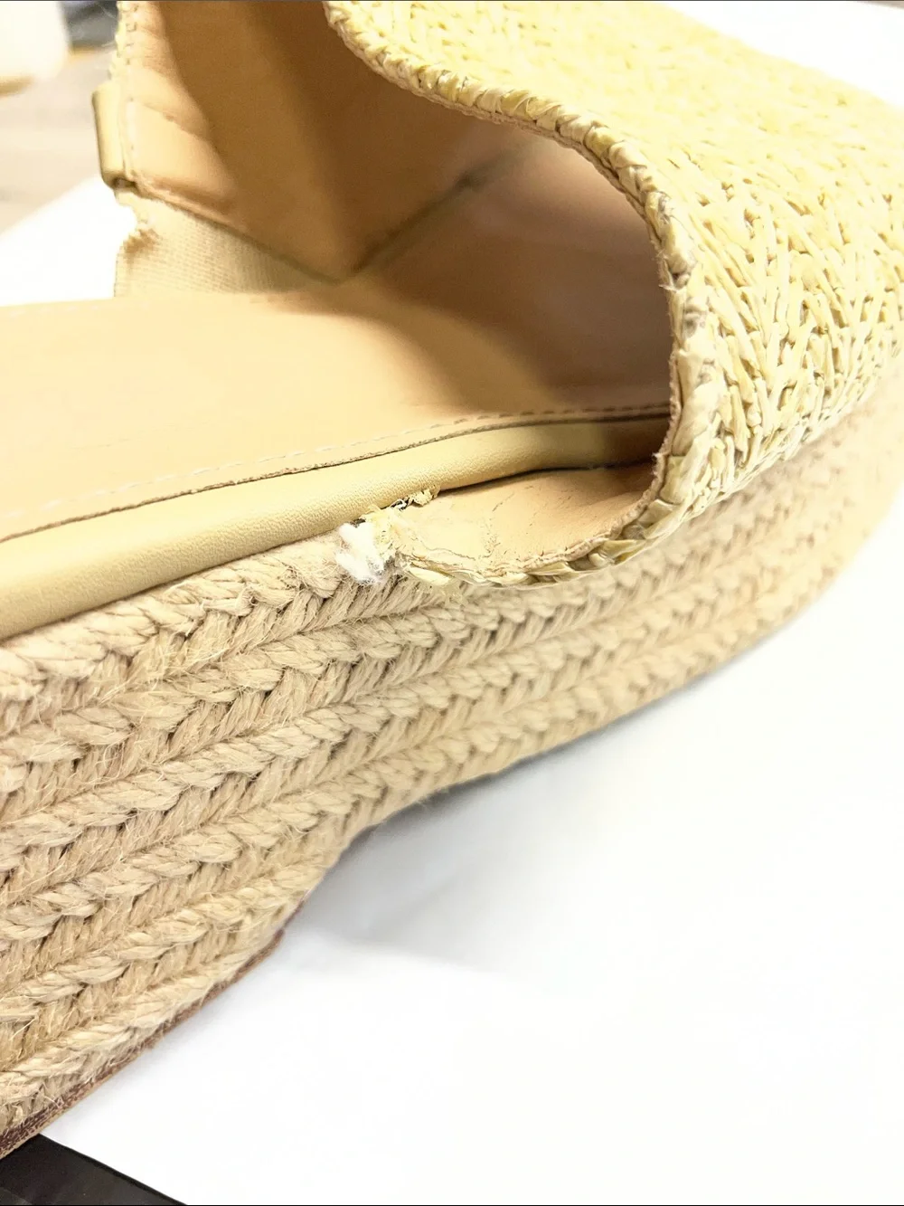 Braided Cream Platform Slide Sandals for Women #1057